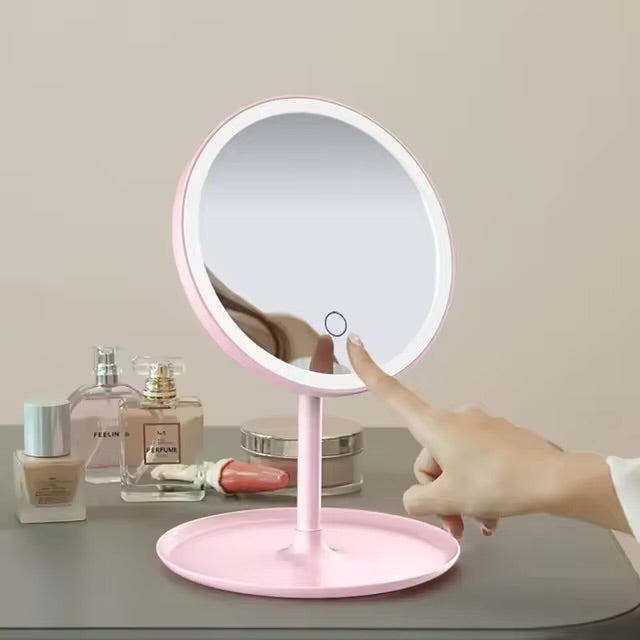 Miroir de maquillage à LED, poignées amovibles