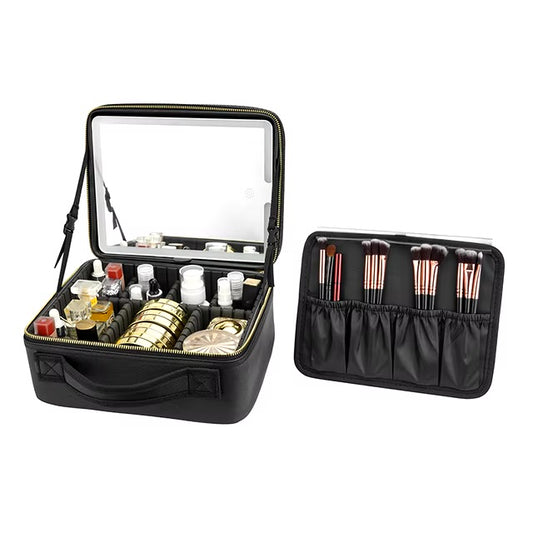 Trousse cosmétique de maquillage avec miroir + LED