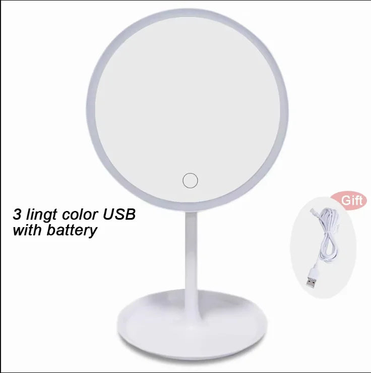 Miroir de maquillage à LED, poignées amovibles