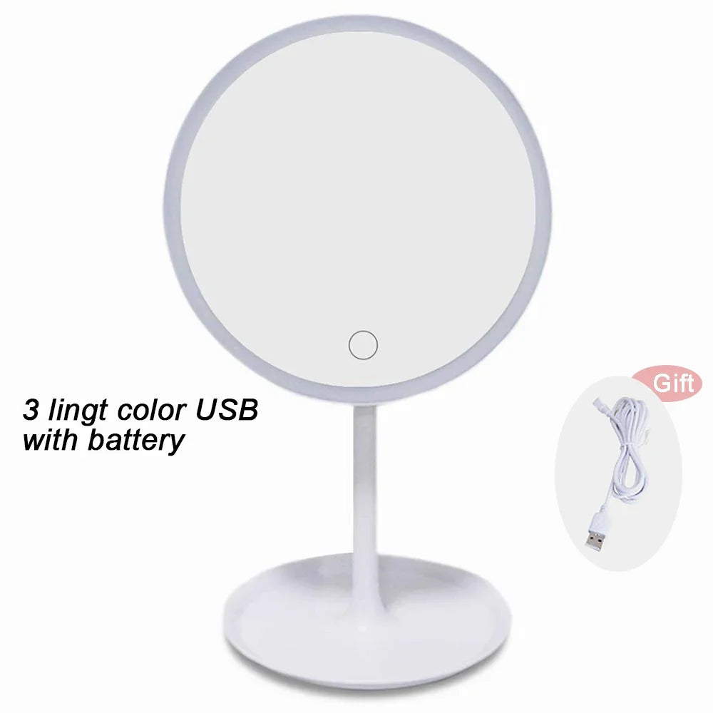 Miroir de maquillage à LED, poignées amovibles