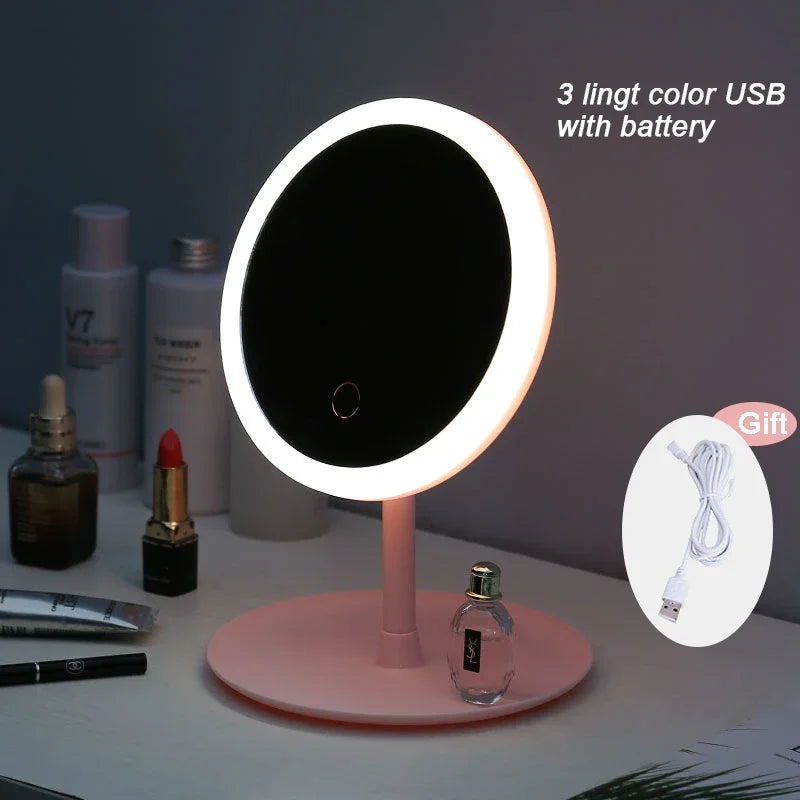 Miroir de maquillage à LED, poignées amovibles